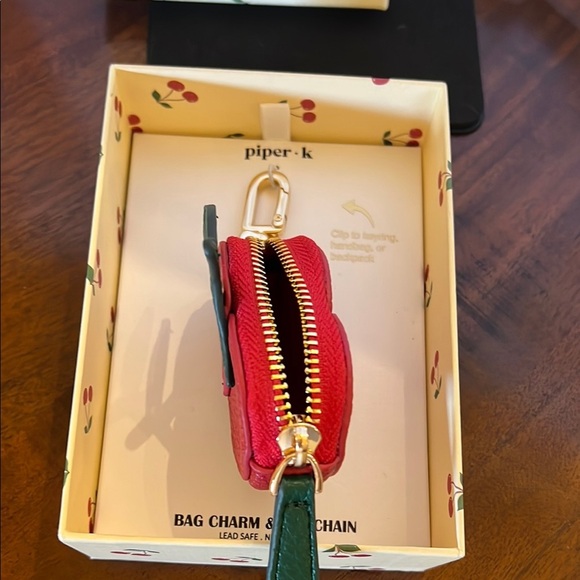 Piper K | Cherry 🍒 Bag Charm w/Zipper Pocket - Picture 4 of 6